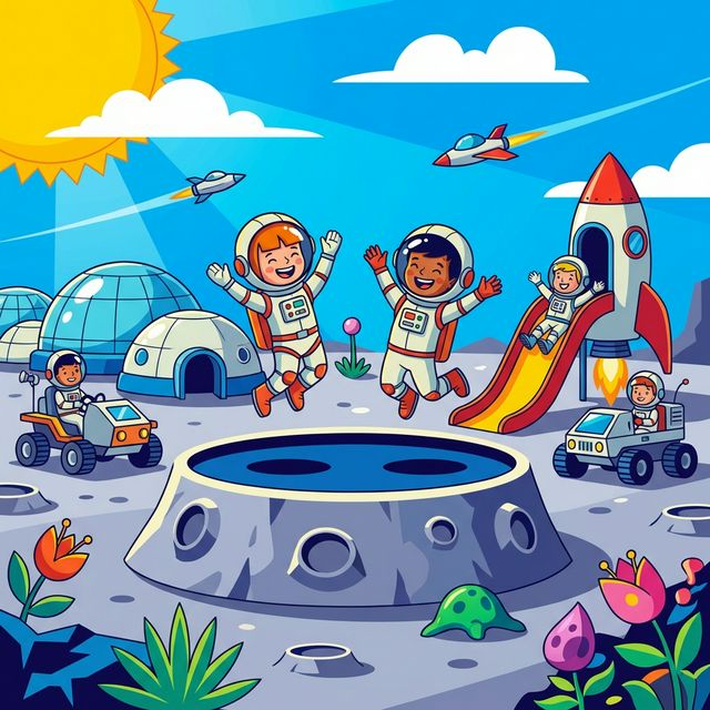 Spielplatz-Abenteuer auf dem Mond